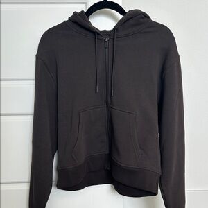 NEW NWT Athleta Forever Fleece Dark Brown Full Zip Sweatshirt Size M